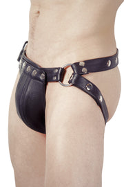 SMU Leather Shop Stallion Jock black adjustable snapped belt 30-38 JK09 1