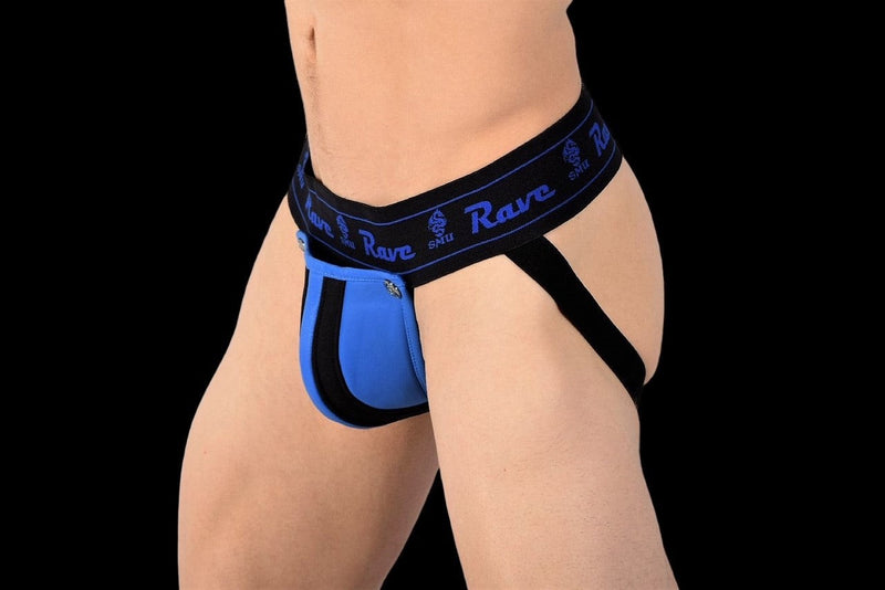SMU Look AT Removable Pouch Leather Jockstrap  Blue H5
