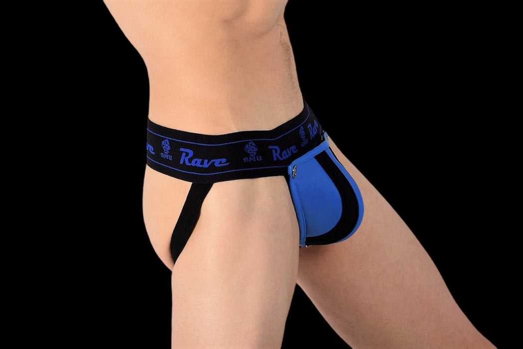 SMU Look AT Removable Pouch Leather Jockstrap  Blue H5