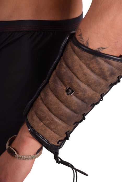 SMU Pair Gauntlet Leather Hand Made Aviator Laced Forearm Guard Wallet 1