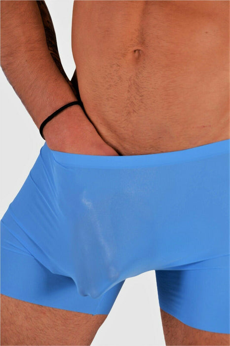 SMU super sexy Underwear Skin Boxer Thin Stretchy Sexy Silky  Ice Blue
