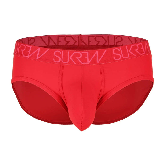 SUKREW Briefs Low-Rise Apex Brief Silky Rounded Cupping Pouch Crimson Red 32