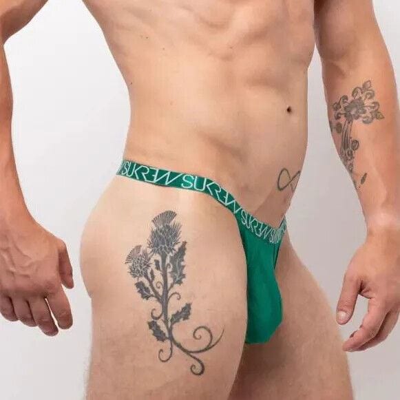 SUKREW Bubble Thong Extra Stretch Cupping Pouch Shiny Emerald Green 44