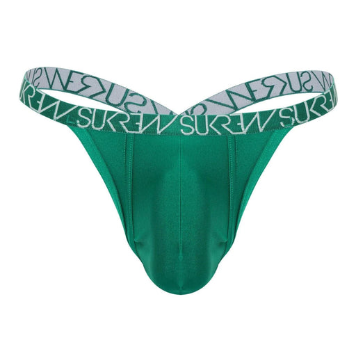 SUKREW Bubble Thong Extra Stretch Cupping Pouch Shiny Emerald Green 44
