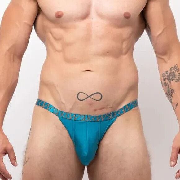 SUKREW Bubble Thong With Rounded Cupping Pouch Shiny Thongs Topaz 44