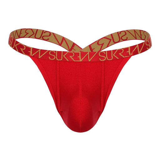 SUKREW Bubble Thongs Extra Stretch Cupping Pouch Shiny Red Ruby Thong 45