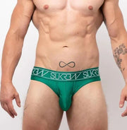 SUKREW Classic Brief High-Cut Contoured Pouch Shiny Green Emerald Briefs 35