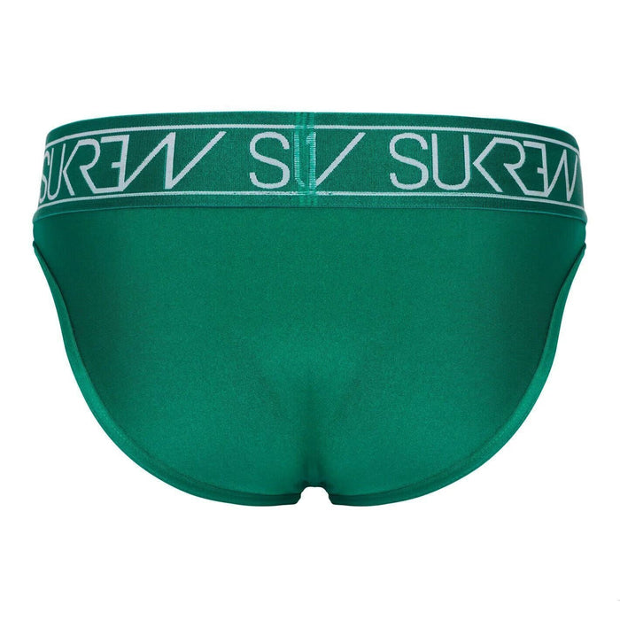 SUKREW Classic Brief High-Cut Contoured Pouch Shiny Green Emerald Briefs 35