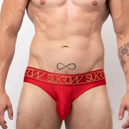 SUKREW Classic Briefs High-Cut Contoured Pouch Shiny Ruby Red Brief 46