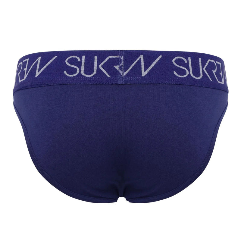 SUKREW Classic Cotton High-Cut Briefs With Large Contoured Pouch Indigo 54
