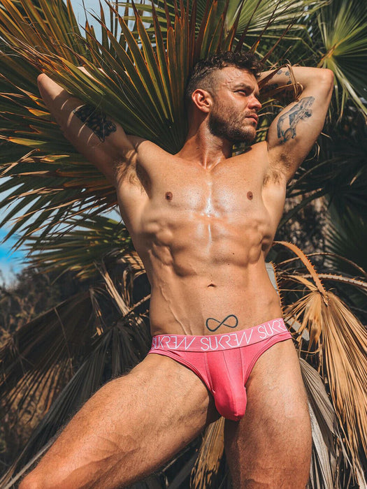 SUKREW Classic Thongs Soft Cotton Jacquard Unlined Tropical Pink Thong 5