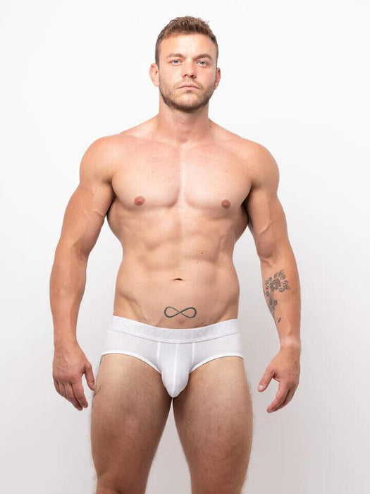SUKREW Low-Rise Apex Briefs With Rounded Cupping Pouch Stretchy White Brief 39