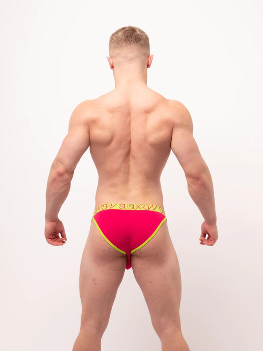 SUKREW Tanga Brief Large Contoured Pouch Unlined Briefs Raspberry Red 51