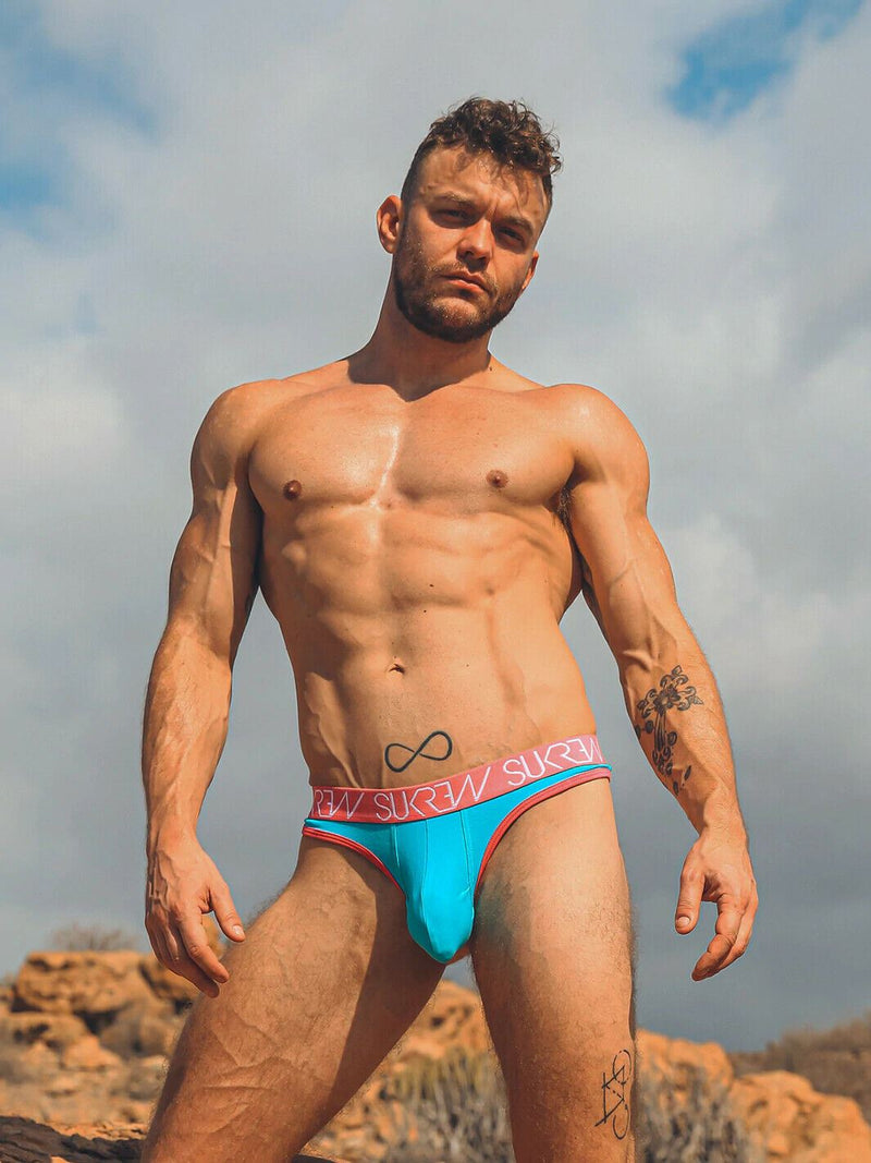 SUKREW Thong Classic Unlined For Extra Stretchy Contour Pouch Pool Blue Thongs 5