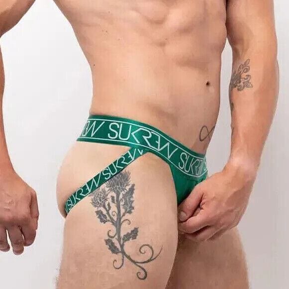 SUKREW U-Style Jockstrap With Oval Front Hole Shiny Emerald Jock 42