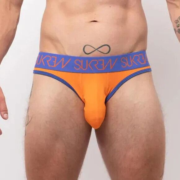 SUKREW V-Briefs Open Back With Two Lifting Straps Jockstrap Combo Orange 41