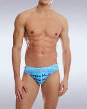 Swimwear GARCON MODEL Baby Blue Graffiti Low Rise Swim-Brief