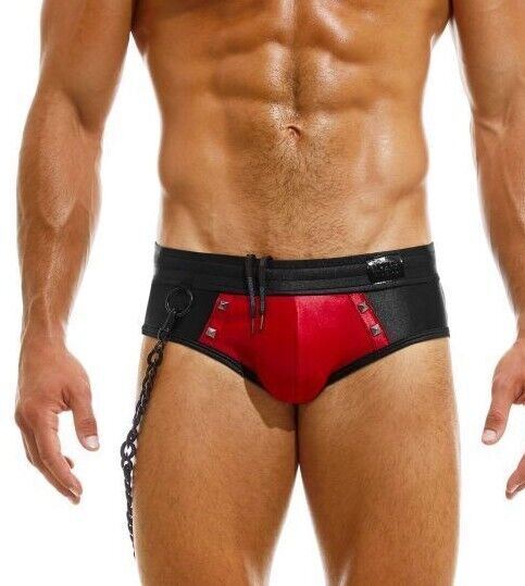 Swimwear Modus Vivendi Dark Swim-Brief Removable Chain Fast-Dry Red GS2212 27