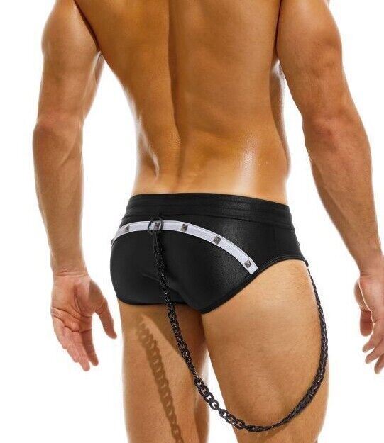 Swimwear Modus Vivendi Dark Swim-Brief Removable Chain Fast-Dry Silver GS2212 112