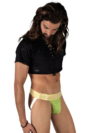 TANN MONTREAL Jock With Lifting Rear Elastic Jockstrap LIME 3