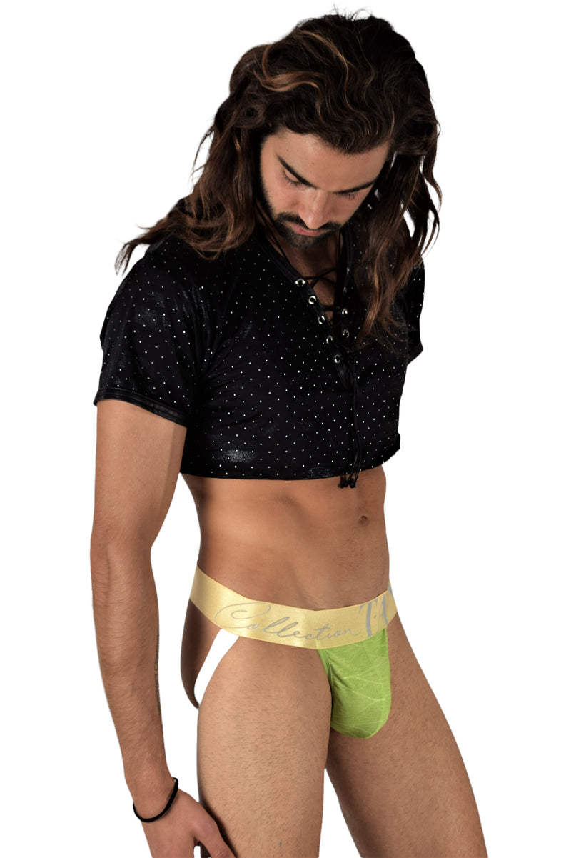 TANN MONTREAL Jock With Lifting Rear Elastic Jockstrap LIME 3
