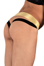 TANN MONTREAL Sexy Mesh Gold Elastic Waistband Jock Black 3