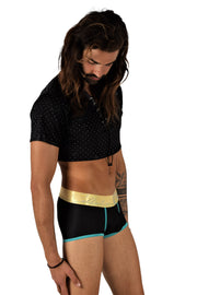 TANN MONTREAL Sexy Mesh  Show me off Trunk Black/Turquoise 3