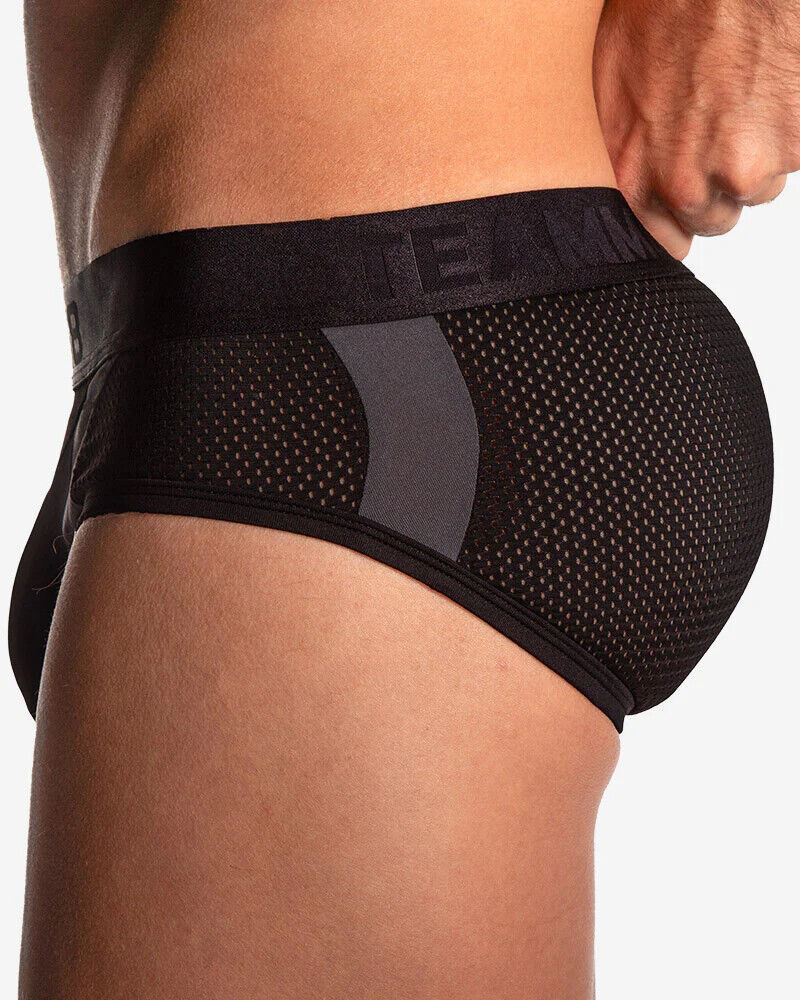 TEAMM8 Aerial Briefs Luxury & Classic 4-Way Stretch Brief Mesh Net Black 18