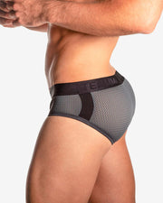 TEAMM8 Aerial Briefs Luxury & Classic 4-Way Stretch Brief Mesh Net Metal 10