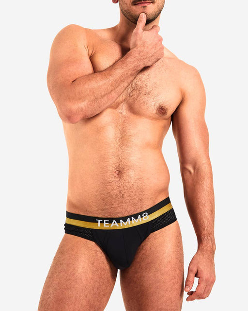 TEAMM8 Brief ZEUS With Shield-Like Pouch Mesh Bands Briefs Black 6