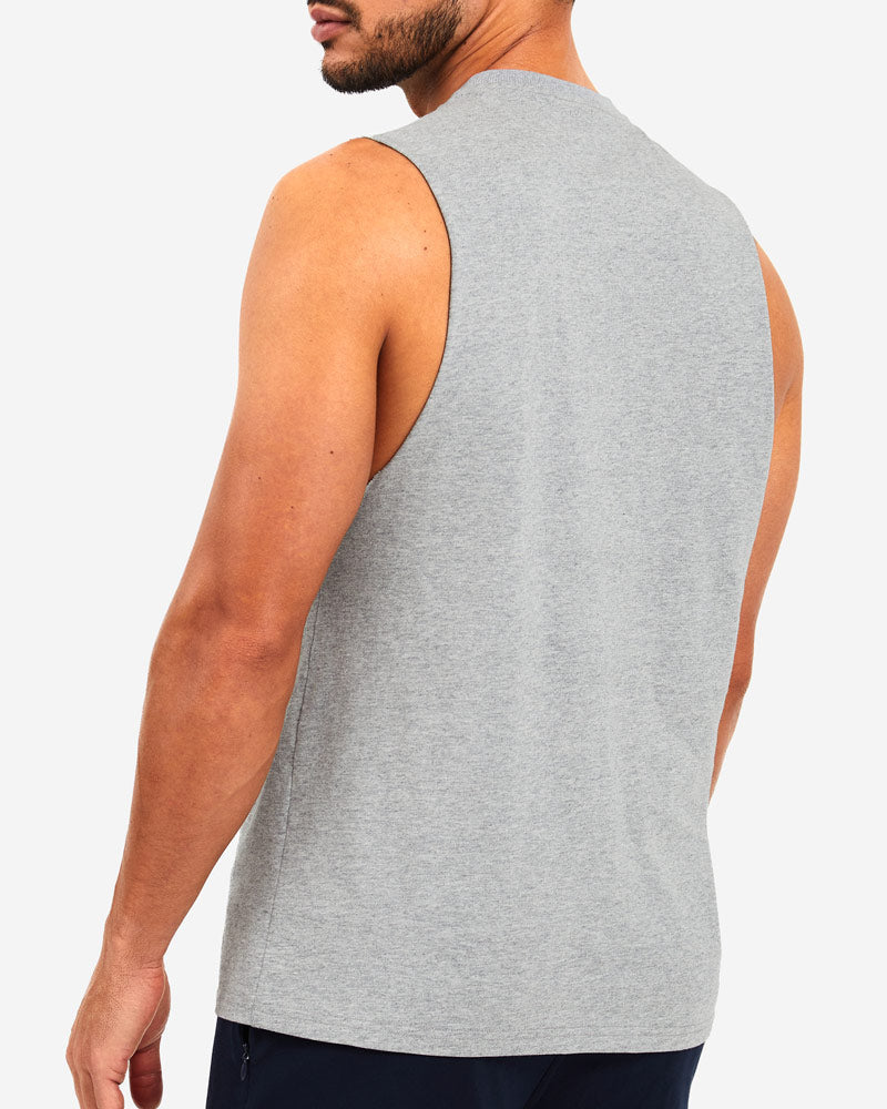 TEAMM8 Cotton Tank Square Cut Workout Muscle Tanktop Sport Grey Merle 13
