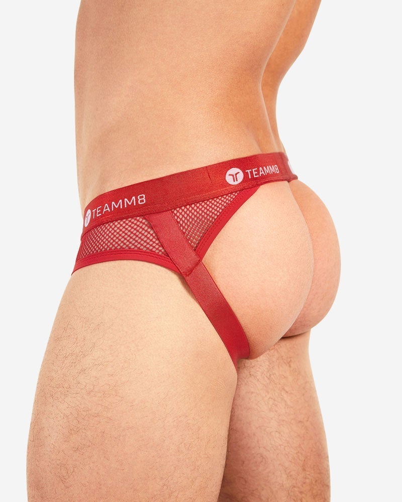 TEAMM8 Jockstrap SCORE Mesh Netting Soft Hand-Feel Quick Dry Red 4