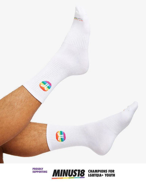 TEAMM8 Sport Socks Gay Pride White Socks 9