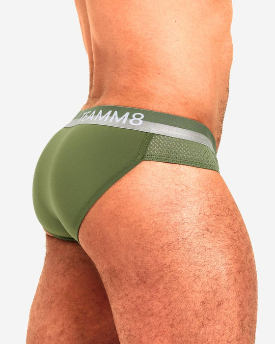 TEAMM8 ZEUS Brief With Shield-Like Pouch Mesh Bands Briefs Khaki 6