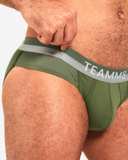 TEAMM8 ZEUS Brief With Shield-Like Pouch Mesh Bands Briefs Khaki 6