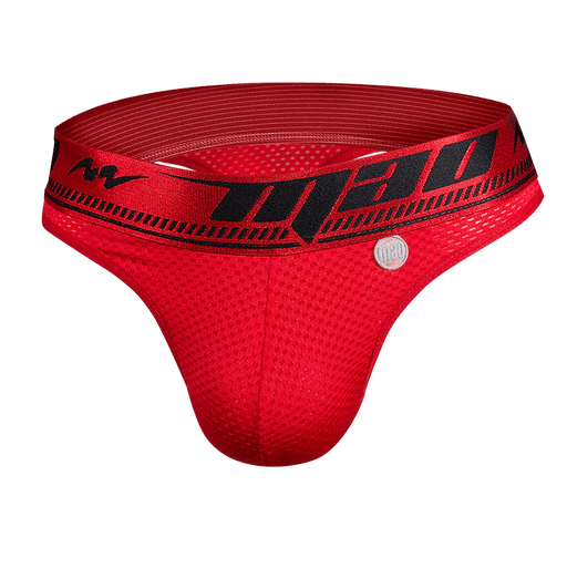 Thong MAO Sports Stretchy Curved Mesh Perfect Thongs Elastic Waist Red 11