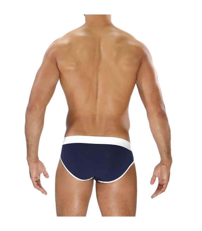 ''TOF PARIS ALPHA" Clasic Brief Cotton Underwear Stretch Navy-White 30 - SexyMenUnderwear.com