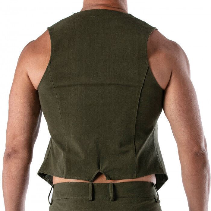 TOF PARIS Chain Vest Patriot Elegant Open Jacket With Removable Chain Khaki