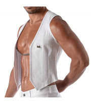 TOF PARIS Chain Vest Patriot Elegant Open Jacket With Removable Chain White