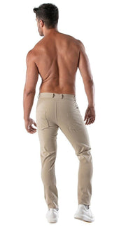 TOF PARIS Chino Pants Low-Rise Stretchy Cotton 5-Pockets Patriot Beige
