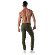 TOF PARIS Chino Pants Low-Rise Stretchy Cotton 5-Pockets Patriot Khaki