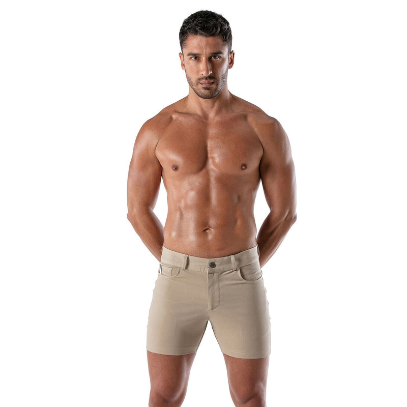 TOF PARIS Chino Shorts PATRIOT 5 Pocket Low-Waist & Tight Fit Short Beige