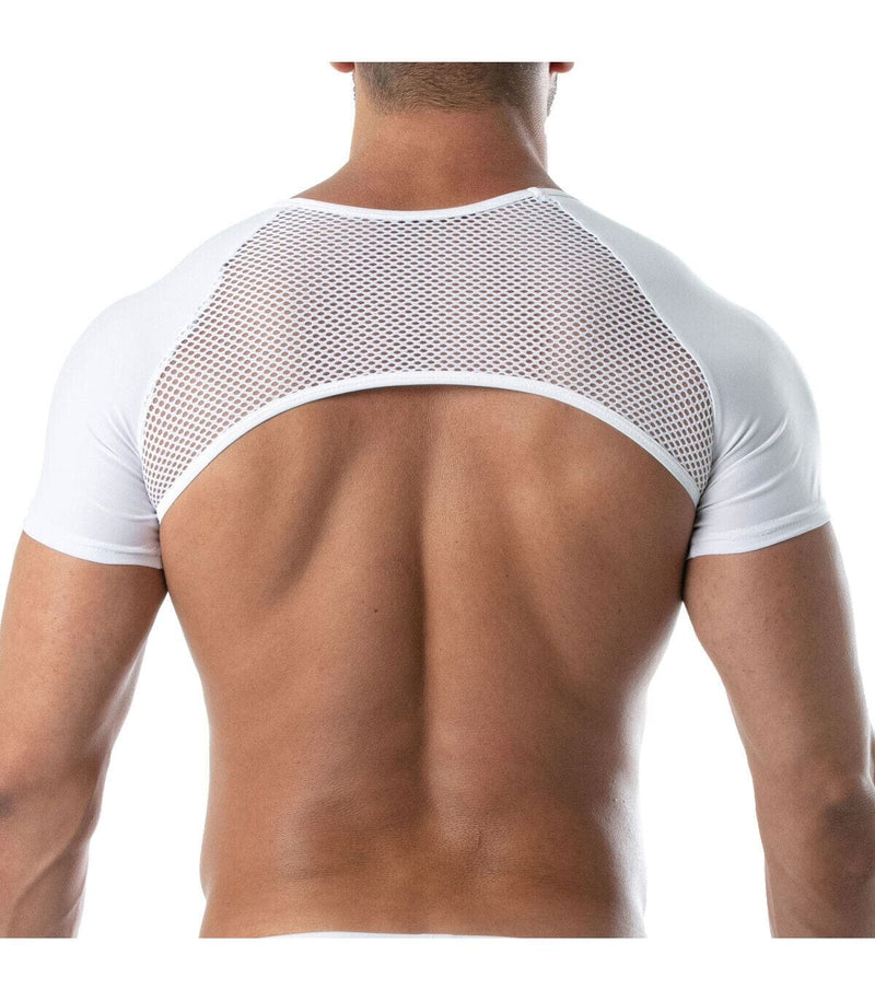 TOF PARIS Circuit Full Harness Mesh Half Crop-Top Transparent White 89