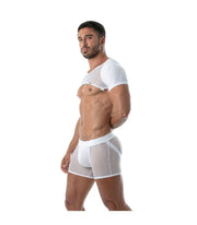 TOF PARIS Circuit Full Harness Mesh Half Crop-Top Transparent White 89