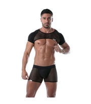 TOF PARIS Circuit Mesh Boxer Shorts With Elastic Bands Jockstrap Effect Black 80