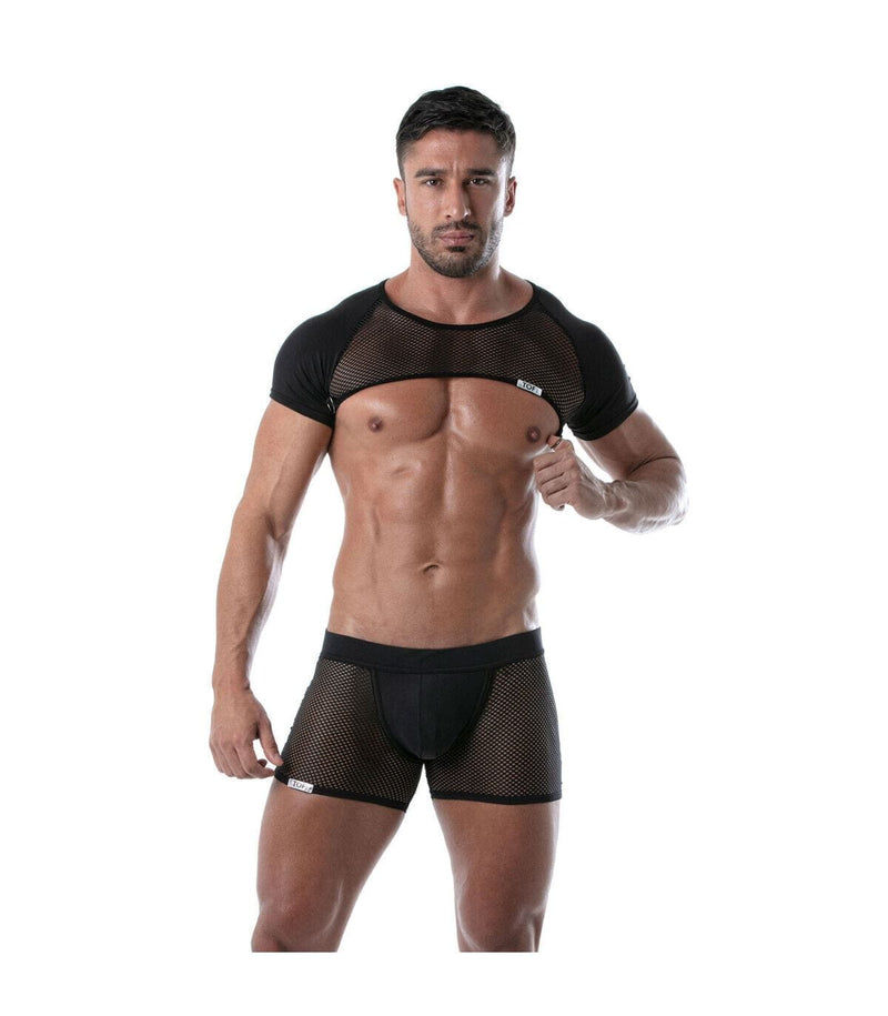TOF PARIS Circuit Mesh Boxer Shorts With Elastic Bands Jockstrap Effect Black 80