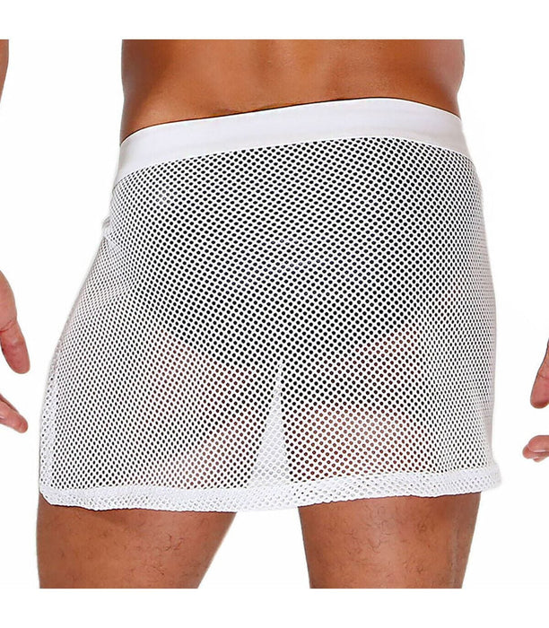 TOF PARIS Circuit Mesh Skirt Completly Transparent Easy Opening Sarong White