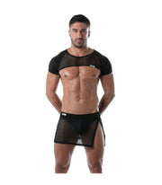 TOF PARIS Circuit Mesh Skirt Totally Transparent With Easy Opening Sarong Black