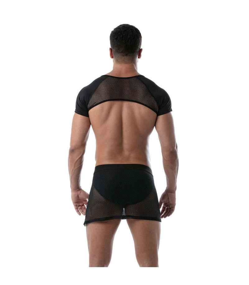 TOF PARIS Circuit Mesh Skirt Totally Transparent With Easy Opening Sarong Black