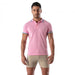 TOF-PARIS Cotton Polo Shirt Patriot Reglan Ribbed Sleeve Slim Fit Pink 96
